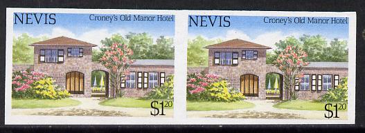 Nevis 1985 Tourism (2nd series) $1.20 (Croneys Old Manor Hotel) imperf pair (SG 245var) unmounted mint, stamps on tourism, stamps on hotels