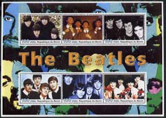 Benin 2003 The Beatles #1 perf sheetlet containing set of 6 values unmounted mint, stamps on , stamps on  stamps on personalities, stamps on  stamps on entertainments, stamps on  stamps on music, stamps on  stamps on pops, stamps on  stamps on beatles, stamps on  stamps on 