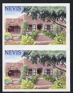 Nevis 1985 Tourism (2nd series) $1.20 (Montpelier Plantation Inn) imperf pair (SG 246var) unmounted mint, stamps on , stamps on  stamps on tourism