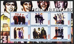 Ivory Coast 2003 The Beatles #2 perf sheetlet containing set of 6 values unmounted mint, stamps on personalities, stamps on entertainments, stamps on music, stamps on pops, stamps on beatles