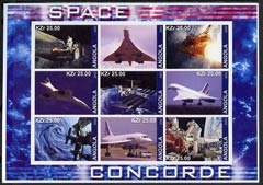 Angola 2002 Concorde & Space imperf sheetlet containing set of 9 values unmounted mint, stamps on , stamps on  stamps on space, stamps on  stamps on concorde, stamps on  stamps on aviation