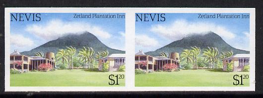 Nevis 1985 Tourism (2nd series) $1.20 (Zetland Plantation Inn) imperf pair (SG 248var) unmounted mint, stamps on , stamps on  stamps on tourism