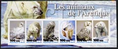 Benin 2003 Arctic Animals (Bears & Owls) imperf sheetlet containing 6 values unmounted mint, stamps on , stamps on  stamps on birds, stamps on  stamps on birds of prey, stamps on  stamps on owls, stamps on  stamps on bears, stamps on  stamps on animals, stamps on  stamps on polar