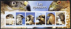 Benin 2003 Eagles imperf sheetlet containing 6 values unmounted mint, stamps on birds, stamps on birds of prey, stamps on eagles