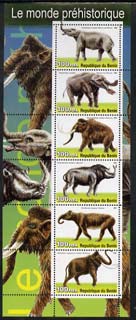 Benin 2003 Dinosaurs #09 perf sheetlet containing 6 values unmounted mint, stamps on dinosaurs