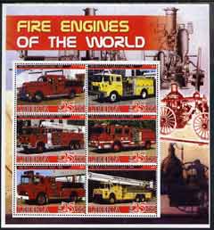 Liberia 2005 Fire Engines of the World perf sheetlet containing set of 6 values unmounted mint, stamps on , stamps on  stamps on fire