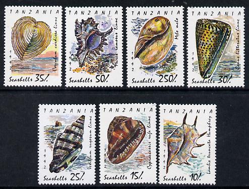 Tanzania 1993 Shells perf set of 7 unmounted mint SG 1301-07*, stamps on , stamps on  stamps on marine-life     shells