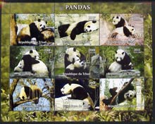 Chad 2004 Pandas perf sheetlet containing 9 values fine cto used, stamps on animals, stamps on pandas, stamps on bears