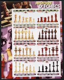 Congo 2003 History of Chess (Chess Pieces) #1 imperf sheetlet containing set of 8 values unmounted mint, stamps on , stamps on  stamps on chess