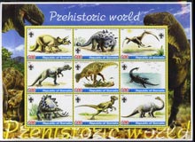 Somalia 2005 Dinosaurs perf sheetlet containing 9 values unmounted mint, stamps on , stamps on  stamps on dinosaurs