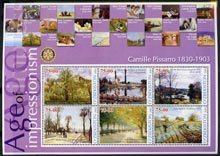 Uzbekistan 2002 Age of Impressionism - Camille Pissarro large perf sheetlet containing 6 values unmounted mint, stamps on arts, stamps on pissarro