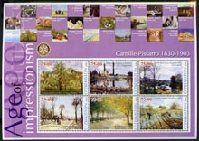 Uzbekistan 2002 Age of Impressionism - Camille Pissarro large perf sheetlet containing 6 values unmounted mint, stamps on , stamps on  stamps on arts, stamps on  stamps on pissarro