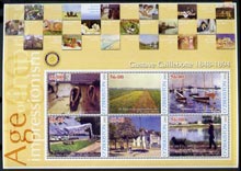 Uzbekistan 2002 Age of Impressionism - Gustave Caillebotte large perf sheetlet containing 6 values unmounted mint, stamps on arts, stamps on caillebotte