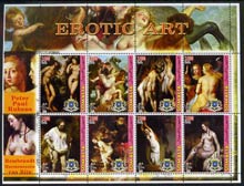 Somalia 2005 Erotic Art - Rubens & Rembrandt large perf sheetlet containing 8 values unmounted mint, stamps on arts, stamps on nudes, stamps on roubens, stamps on rembrandt, stamps on erotica
