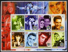 Somalia 2005 Elvis Presley large perf sheetlet containing 8 values unmounted mint, stamps on , stamps on  stamps on personalities, stamps on  stamps on music, stamps on  stamps on pops, stamps on  stamps on entertainments, stamps on  stamps on elvis, stamps on  stamps on films, stamps on  stamps on cinema