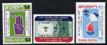 Bangladesh 1978 Scout Jamboree set of 3 unmounted mint, SG 107-09, stamps on , stamps on  stamps on scouts