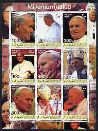 Somaliland 2001 Millennium series - The Pope perf sheetlet containing 9 values unmounted mint, stamps on , stamps on  stamps on personalities, stamps on  stamps on millennium, stamps on  stamps on pope, stamps on  stamps on religion