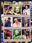 Tadjikistan 2000 Millennium series - Icons (Elvis, Marilyn, N Armstrong, Tiger Woods, Sinatra, Clinton, Bruce Lee, Einstein, The Pope & Diana) perf sheetlet of 9 values unmounted mint with Scout Logos in margin, stamps on , stamps on  stamps on personalities, stamps on  stamps on millennium, stamps on  stamps on elvis, stamps on  stamps on marilyn monroe, stamps on  stamps on spacegolf, stamps on  stamps on music, stamps on  stamps on sinatra, stamps on  stamps on einstein, stamps on  stamps on diana, stamps on  stamps on pope, stamps on  stamps on nobel, stamps on  stamps on physics, stamps on  stamps on martial-arts, stamps on  stamps on golf, stamps on  stamps on scouts, stamps on  stamps on personalities, stamps on  stamps on einstein, stamps on  stamps on science, stamps on  stamps on physics, stamps on  stamps on nobel, stamps on  stamps on maths, stamps on  stamps on space, stamps on  stamps on judaica, stamps on  stamps on atomics