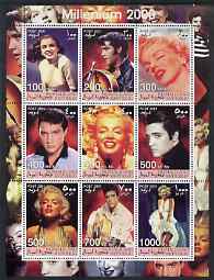 Somaliland 2001 Millennium series - Elvis & Marilyn perf sheetlet containing 9 values unmounted mint, stamps on , stamps on  stamps on personalities, stamps on  stamps on millennium, stamps on  stamps on elvis, stamps on  stamps on music, stamps on  stamps on films, stamps on  stamps on entertainments, stamps on  stamps on pops, stamps on  stamps on marilyn monroe