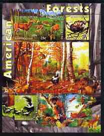 Kyrgyzstan 2004 Fauna of the World - American Forests perf sheetlet containing 6 values unmounted mint, stamps on , stamps on  stamps on animals, stamps on  stamps on deer, stamps on  stamps on squirrels