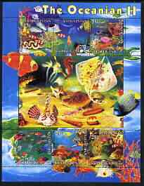 Kyrgyzstan 2004 Fauna of the World - Oceania #2 perf sheetlet containing 6 values unmounted mint, stamps on , stamps on  stamps on marine life, stamps on  stamps on fish, stamps on  stamps on shells, stamps on  stamps on coral, stamps on  stamps on 