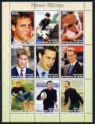 Benin 2003 Prince William perf sheetlet containing 9 values unmounted mint, stamps on , stamps on  stamps on royalty, stamps on  stamps on william