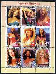 Kyrgyzstan 2003 Beyonce Knowles perf sheetlet containing 9 values unmounted mint, stamps on , stamps on  stamps on personalities, stamps on  stamps on women, stamps on  stamps on music, stamps on  stamps on films, stamps on  stamps on movies