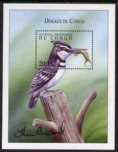 Congo 2000 Birds (Kingfisher) perf m/sheet signed by Thomas C Wood the designer unmounted mint SG MS 1617d, stamps on , stamps on  stamps on birds, stamps on  stamps on kingfisher