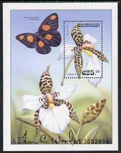 NIcaragua 2000 (?) Orchids perf m/sheet signed by Thomas C Wood the designer, stamps on flowers, stamps on orchids