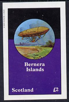 Bernera 1982 Airships imperf deluxe sheet (£2 value) unmounted mint, stamps on aviation, stamps on airships