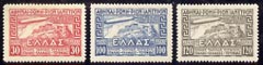 Greece 1933 Graf Zeppelin Air\D5 set of 3 mounted mint, SG 458-60, stamps on airships, stamps on zeppelins, stamps on aviation