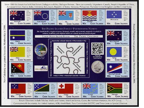 Cook Islands 2012 43rd Pacific Islands Forum - Participating Nations sheetlet containing 16 values unmounted mint, stamps on , stamps on  stamps on flags, stamps on  stamps on constitutions