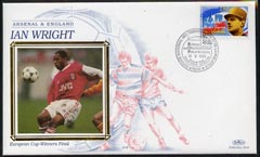France 1995 Benham silk cover commemorating Ian Wright (Arsenal & England) with special cancellation, stamps on football, stamps on sport