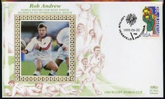 South Africa 1995 Benham silk cover commemorating Rob Andrew World Record for most points scored in an International Match, stamps on sport, stamps on rugby