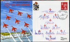 Great Britain 1989  25th Anniversary of Red Arrows official illustrated cover with British Forces Battle of Britain Day cancel, signed by the world famous Red Arrows Aerobatic Team.  Limited edition of just 1250, stamps on , stamps on  stamps on aviation, stamps on  stamps on  ww2 , stamps on  stamps on 