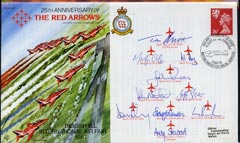 Great Britain 1989  25th Anniversary of Red Arrows official illustrated cover with British Forces Canberra AAniv cancel, signed by the world famous Red Arrows Aerobatic T..., stamps on aviation, stamps on 