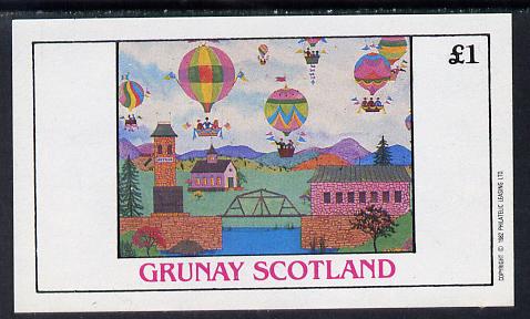Grunay 1982 Balloons imperf souvenir sheet (Â£1 value) unmounted mint, stamps on , stamps on  stamps on aviation    balloons