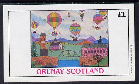Grunay 1982 Balloons imperf souvenir sheet (£1 value) unmounted mint, stamps on aviation    balloons