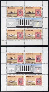 Montserrat 1980 London 1980 Stamp Exhibition m/sheet with red omitted from map (plus normal) SG MS 466, stamps on maps