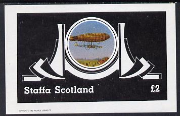 Staffa 1982 Airships #2 imperf deluxe sheet (£2 value) unmounted mint, stamps on aviation, stamps on airships