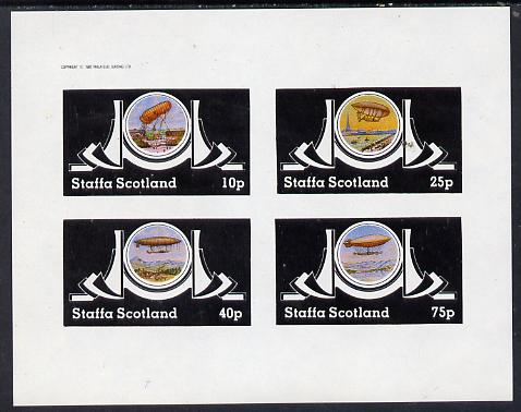 Staffa 1982 Airships #2 imperf set of 4 values (10p to 75p) unmounted mint , stamps on , stamps on  stamps on aviation, stamps on  stamps on airships