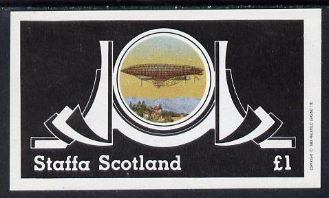 Staffa 1982 Airships #2 imperf souvenir sheet (Â£1 value) unmounted mint, stamps on , stamps on  stamps on aviation, stamps on  stamps on airships