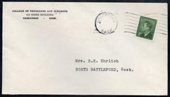 Canada undated KG6 cover to Sask from College of Physicians & Surgeons, stamps on , stamps on  stamps on medical