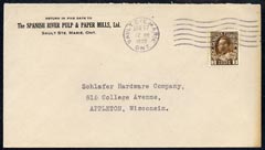 Canada 1920 KG5 cover to USA from Spanish River Pulp & Paper Mills, stamps on paper