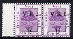 Orange Free State 1900 Orange Tree VRI 1d on 1d horiz pair with thick & thin V\D5s se-tenant, unmounted mint, stamps on trees