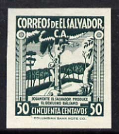 El Salvador 1935 Balsam Tree 50c imperf colour trial proof in green on ungummed paper, as SG870, stamps on , stamps on  stamps on trees