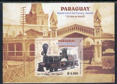 Paraguay 2004 150th Anniversary of Railways imperf m/sheet (only 3,000 issued), stamps on railways