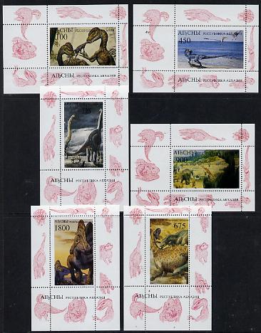 Abkhazia 1995 (April) Prehistoric Animals set of 6 perf m/sheets unmounted mint, stamps on , stamps on  stamps on animals  dinosaurs