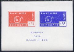 Cinderella - Oxia Island (Greek Local) 1963 Europa imperf m/sheet (on white paper) containing 4d & 8d showing rocket orbitting Earth unmounted mint, stamps on , stamps on  stamps on europa, stamps on space, stamps on rockets