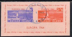 Davaar Island 1964 Europa imperf m/sheet (Lighthouses) on pink paper cto used, stamps on , stamps on  stamps on europa, stamps on  stamps on lighthouses